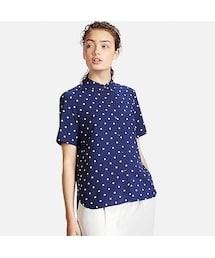 UNIQLO | WOMEN レーヨンエアリープリントブラウス（半袖）(シャツ/ブラウス)