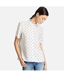 UNIQLO | WOMEN レーヨンエアリープリントブラウス（半袖）(シャツ/ブラウス)