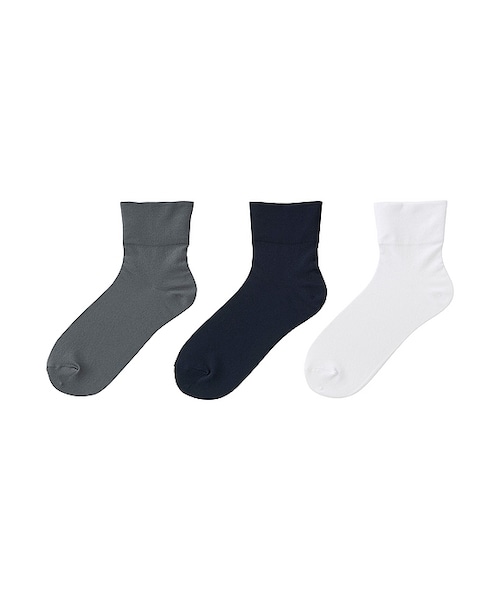 UNIQLO（ユニクロ）の「レギュラーソックス（テーパー・3足組）（レギンス/スパッツ・レディース・BLACK 09/LIGHT BLUE 60/GRAY 07・フリー）」の2枚目の写真