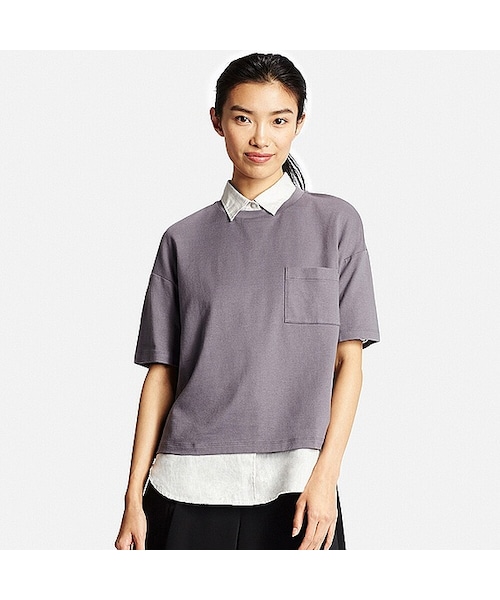【PATOU】クロップドクルーネックTシャツ Patou | オーガニックコットン ディテール パトゥ クロップドTシャツ