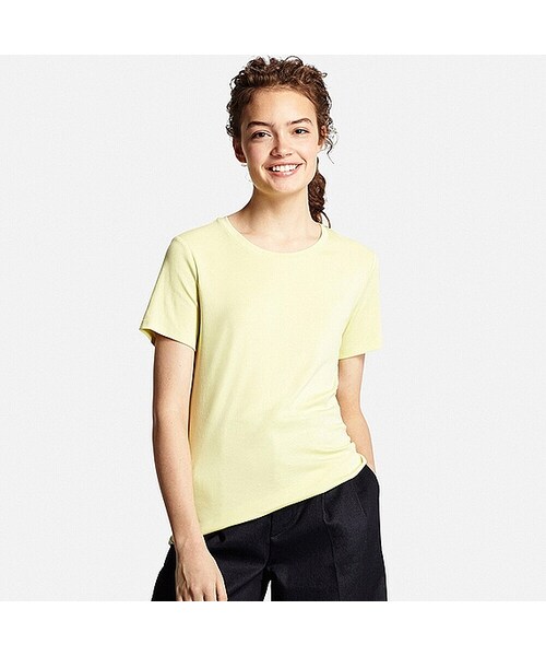 UNIQLO(ユニクロ)の「WOMEN スーピマコットンクルーネックT(半袖)(Tシャツ/カットソー・レディース・PINK 10/PURPLE 72/BLUE 66/NAVY 69/YELLOW 42/BLACK 09/BLUE 63/PURPLE 75/PINK 12/GRAY 03/GREEN 53/LIGHT GRAY 02/BLUE 62/WHITE 00/LIGHT BLUE 60・L/XXL/M/XS/XL/S)」の14枚目の写真