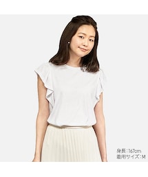 UNIQLO | WOMEN フリルスリーブT（半袖）(Tシャツ/カットソー)