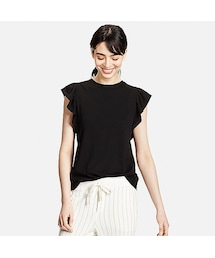 UNIQLO | WOMEN フリルスリーブT（半袖）(Tシャツ/カットソー)