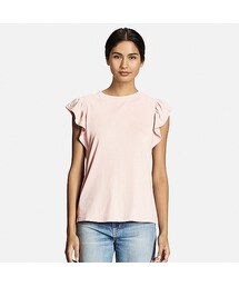 UNIQLO | WOMEN フリルスリーブT（半袖）(Tシャツ/カットソー)