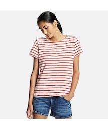 UNIQLO | WOMEN スラブボーダーT（半袖）(Tシャツ/カットソー)
