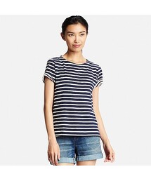 UNIQLO | WOMEN スラブボーダーT（半袖）(Tシャツ/カットソー)