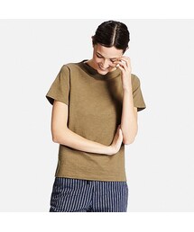 UNIQLO | WOMEN スラブモックネックT（半袖）(Tシャツ/カットソー)