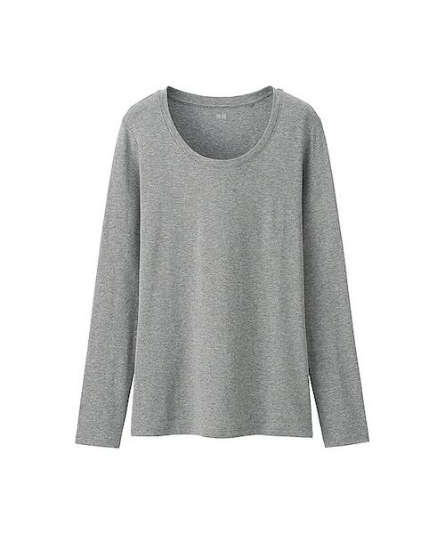 UNIQLO（ユニクロ）の「WOMEN スーピマコットンモダールクルーネックT（長袖）（Tシャツ/カットソー・レディース・WHITE 00/NAVY 69/NATURAL 30/GRAY 04/PINK 10/BLACK 09・3XL/XXL/XL/S/XS/M/L）」の3枚目の写真