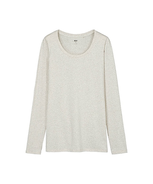 UNIQLO（ユニクロ）の「WOMEN スーピマコットンモダールクルーネックT（長袖）（Tシャツ/カットソー・レディース・WHITE 00/NAVY 69/NATURAL 30/GRAY 04/PINK 10/BLACK 09・3XL/XXL/XL/S/XS/M/L）」の4枚目の写真
