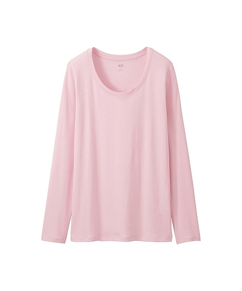 UNIQLO（ユニクロ）の「WOMEN スーピマコットンモダールクルーネックT（長袖）（Tシャツ/カットソー・レディース・WHITE 00/NAVY 69/NATURAL 30/GRAY 04/PINK 10/BLACK 09・3XL/XXL/XL/S/XS/M/L）」の6枚目の写真