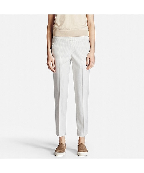 UNIQLO（ユニクロ）の「WOMEN アンクルパンツ（ピンストライプ）（その他パンツ・レディース・BEIGE 31/LIGHT GRAY 02/BLUE 67・M/XXL/L/3XL/XS/XL/S）」の2枚目の写真