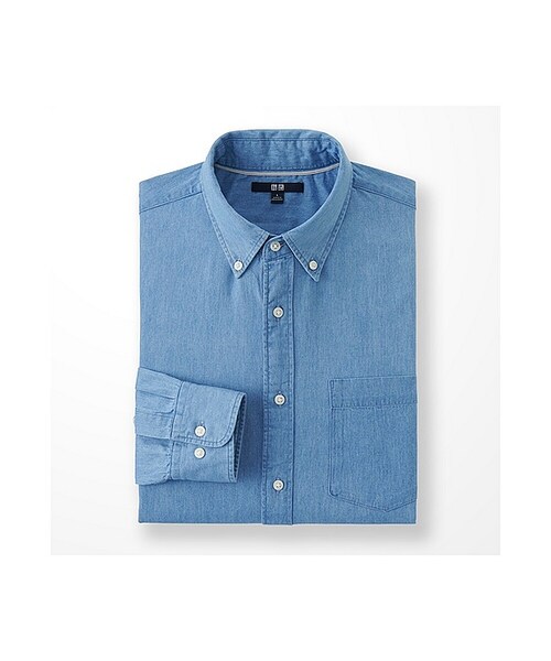 UNIQLO（ユニクロ）の「MEN デニムシャツ（長袖）（シャツ/ブラウス・メンズ・BLUE 66/BLUE 68/GRAY 04/BLUE 63・4XL/L/3XL/XL/M/S/XXL）」の4枚目の写真