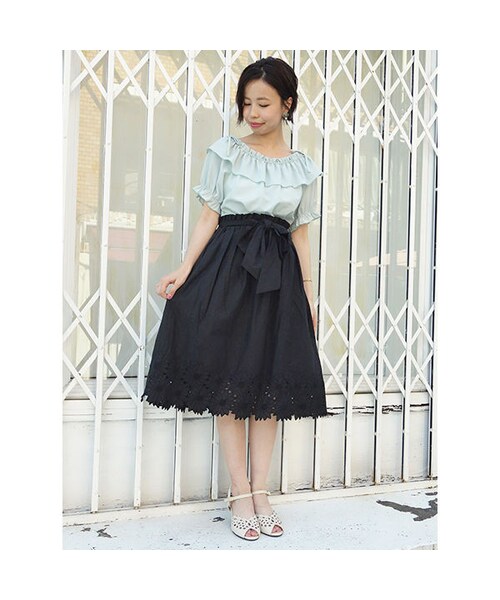 an another angelus（アンアナザーアンジェラス）の「マーガレットカットワークギャザースカート/an another angelus（スカート・レディース・その他）」の3枚目の写真