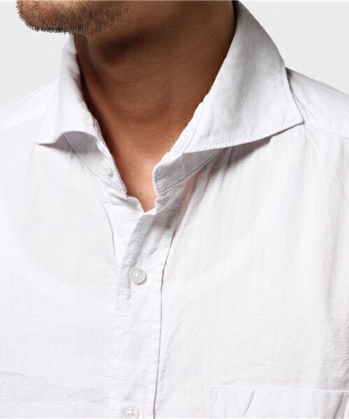 MEN'S BIGI(メンズビギ)の「パナマドビー半袖シャツ/JAPAN MADE(日本製)(シャツ/ブラウス・メンズ・ホワイト/ネイビー/ピンク・S/M/L)」の6枚目の写真