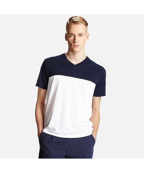 UNIQLO(ユニクロ)の「MEN ドライEXVネックT(コットンライク・半袖)(Tシャツ/カットソー・メンズ・DARK GRAY 08/WHITE 00/GRAY 03/NAVY 69・XS/S/M/L/XXL/XL)」の2枚目の写真