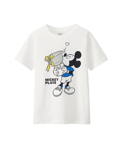 UNIQLO(ユニクロ)の「BOYS ミッキープレイズ/グラフィックT(半袖)(Tシャツ/カットソー・キッズ・WHITE 00・110/150/100/120/140/130)」の1枚目の写真
