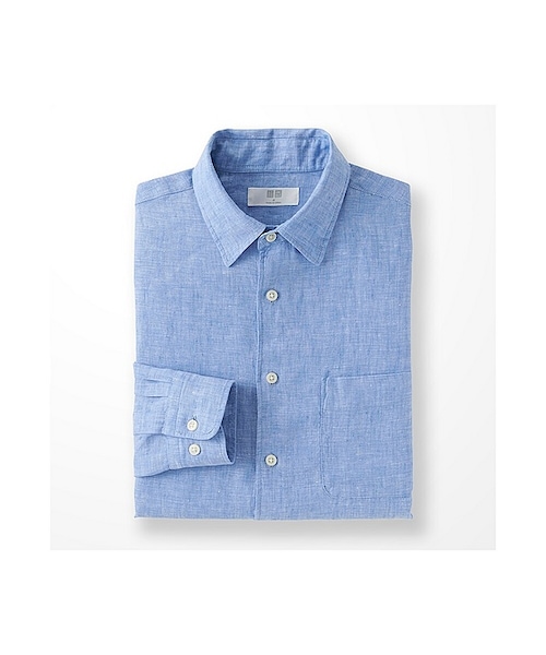 UNIQLO（ユニクロ）の「MEN プレミアムリネンシャツ（長袖）（シャツ/ブラウス・メンズ・OLIVE 56/PINK 11/BLUE 67/LIGHT BLUE 60/BLACK 09/BLUE 65/WHITE 00/GREEN 51/NAVY 69/BEIGE 32/BLUE 64・XL/XXL/M/S/L/4XL/3XL）」の10枚目の写真
