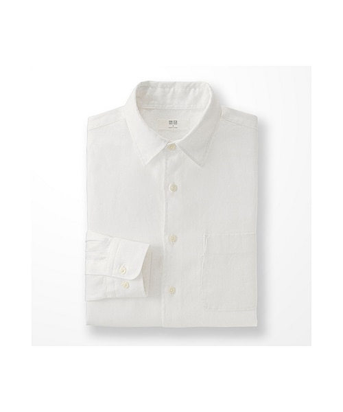 UNIQLO（ユニクロ）の「MEN プレミアムリネンシャツ（長袖）（シャツ/ブラウス・メンズ・OLIVE 56/PINK 11/BLUE 67/LIGHT BLUE 60/BLACK 09/BLUE 65/WHITE 00/GREEN 51/NAVY 69/BEIGE 32/BLUE 64・XL/XXL/M/S/L/4XL/3XL）」の2枚目の写真