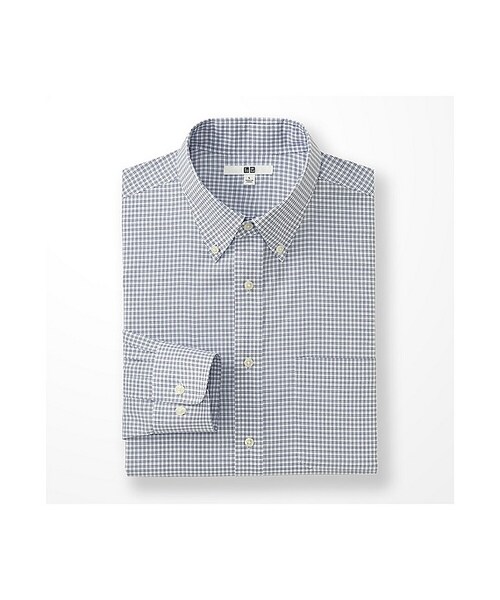 UNIQLO（ユニクロ）の「MEN ファインクロスチェックシャツ（長袖）（シャツ/ブラウス・メンズ・GRAY 04/BLUE 67・L/4XL/S/XL/XS/3XL/XXL/M）」の2枚目の写真