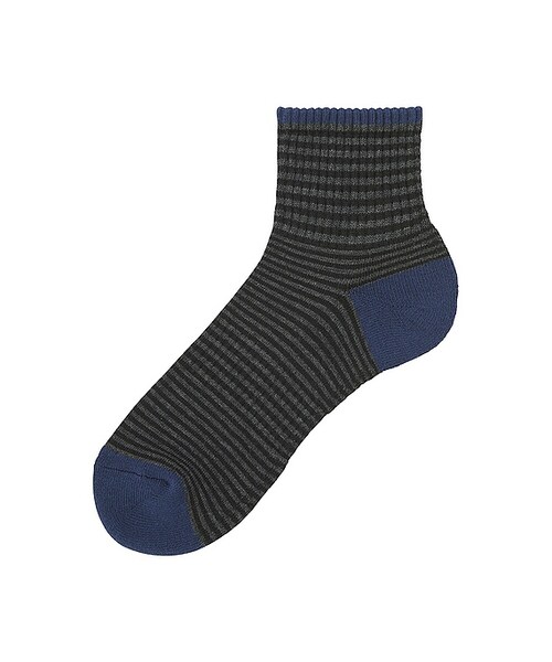 UNIQLO（ユニクロ）の「パイルボーダーアンクルソックス（ソックス/靴下・メンズ・GRAY 03/DARK GRAY 08/BLUE 63/BLACK 09・フリー）」の2枚目の写真