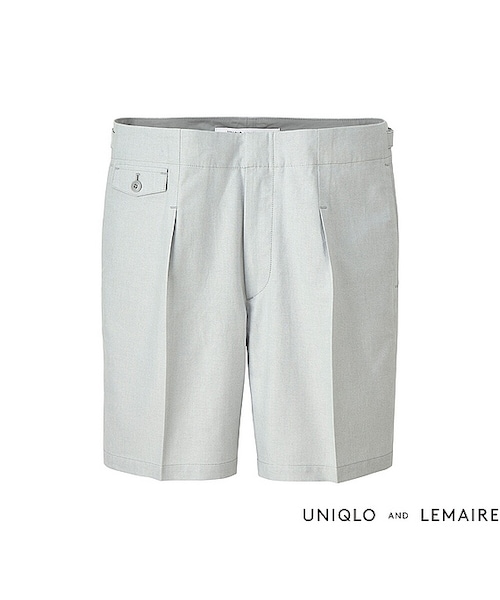 UNIQLO（ユニクロ）の「MEN オックスフォードタックショートパンツ＋E（その他パンツ・メンズ・OFF WHITE 01/BLUE 65/GRAY 05・S/L/M）」の2枚目の写真