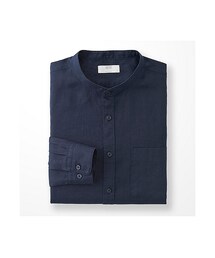 UNIQLO | MEN プレミアムリネンスタンドカラーシャツ（長袖）(シャツ/ブラウス)