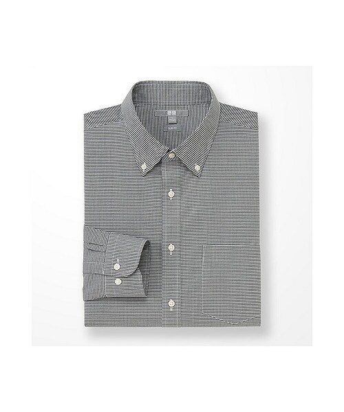 UNIQLO（ユニクロ）の「MEN ファインクロスストレッチスリムフィットチェックシャツ（長袖）（シャツ/ブラウス・メンズ・DARK GREEN 58/DARK GRAY 08/BROWN 37・XXL/L/4XL/XL/3XL/S/M/XS）」の2枚目の写真