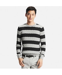 UNIQLO | MEN コットンカシミヤケーブルクルーネックセーター(柄・長袖)(ニット/セーター)
