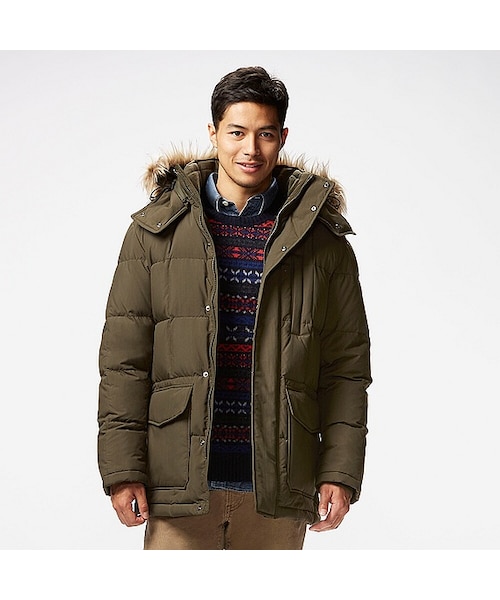 UNIQLO（ユニクロ）の「MEN ダウンジャケット（ダウンジャケット/コート・メンズ・NAVY 69/ORANGE 26/BLACK 09/BEIGE 32/DARK GREEN 58・S/XS/XL）」の4枚目の写真