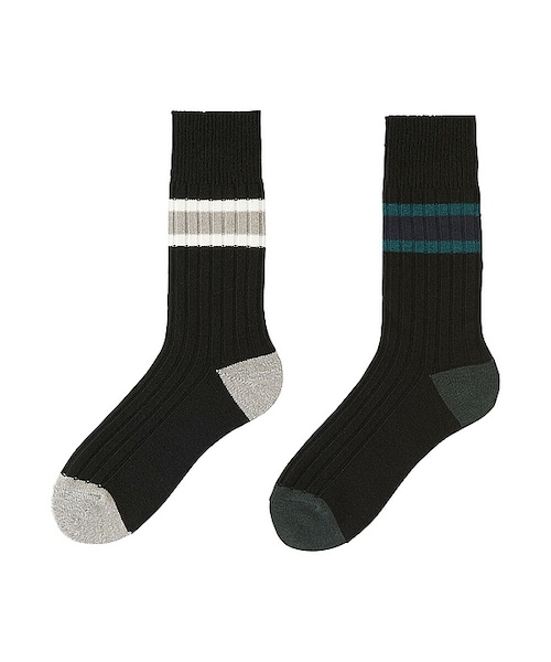 UNIQLO（ユニクロ）の「MEN ヒートテックリブラインソックス（2足組）（ソックス/靴下・メンズ・GRAY 03/NAVY 69/BLACK 09・フリー）」の2枚目の写真