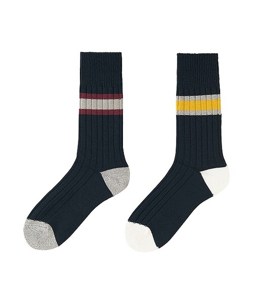 UNIQLO（ユニクロ）の「MEN ヒートテックリブラインソックス（2足組）（ソックス/靴下・メンズ・GRAY 03/NAVY 69/BLACK 09・フリー）」の3枚目の写真