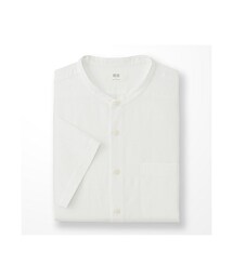 UNIQLO | MEN リネンコットンスタンドカラーシャツ（半袖）(シャツ/ブラウス)