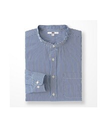 UNIQLO | MEN エクストラファインコットンブロードスタンドカラーシャツ（ストライプ・長袖）(シャツ/ブラウス)