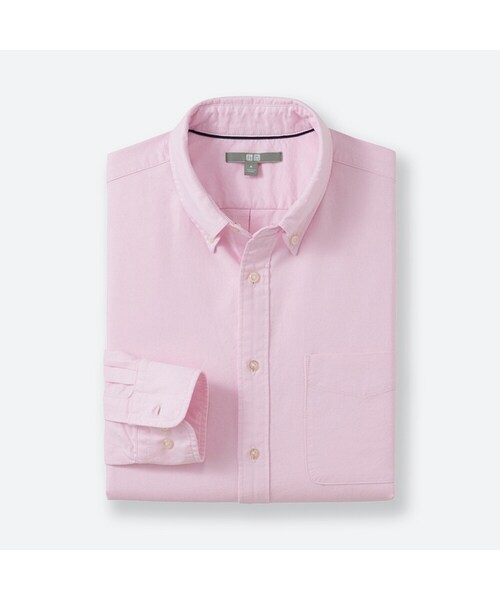 UNIQLO（ユニクロ）の「オックスフォードシャツ（長袖）（シャツ/ブラウス・メンズ・PINK 12/OFF WHITE 01/BLUE 63・L/M/S/XL/XXL/3XL/4XL）」の3枚目の写真