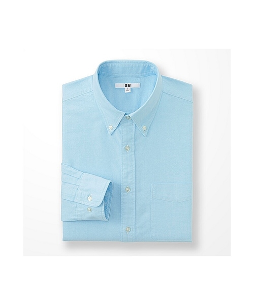 UNIQLO（ユニクロ）の「MEN オックスフォードシャツ（長袖）（シャツ/ブラウス・メンズ・GRAY 06/BLUE 63/PINK 12/GREEN 53/BLUE 67/BLUE 68/OFF WHITE 01/YELLOW 41・L/S/XS/XL/XXL/M/4XL/3XL）」の3枚目の写真