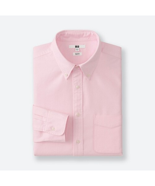 UNIQLO（ユニクロ）の「オックスフォードスリムフィットシャツ（長袖）（シャツ/ブラウス・メンズ・BLUE 63/OFF WHITE 01/PINK 12・XL/S/M/L）」の3枚目の写真