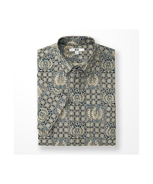 UNIQLO（ユニクロ）の「MEN プリントシャツ（半袖）（シャツ/ブラウス・メンズ・BLUE 68/BROWN 37/DARK BROWN 38・XL/S/L/M）」の2枚目の写真