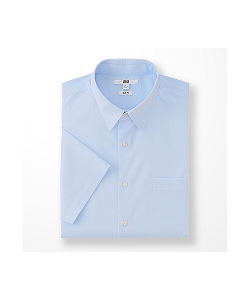 UNIQLO（ユニクロ）の「MEN ドライイージーケアスリムフィットドビーシャツ（半袖）（シャツ/ブラウス・メンズ・WHITE 00/LIGHT BLUE 60/PINK 11・L/XL/S/M）」の2枚目の写真