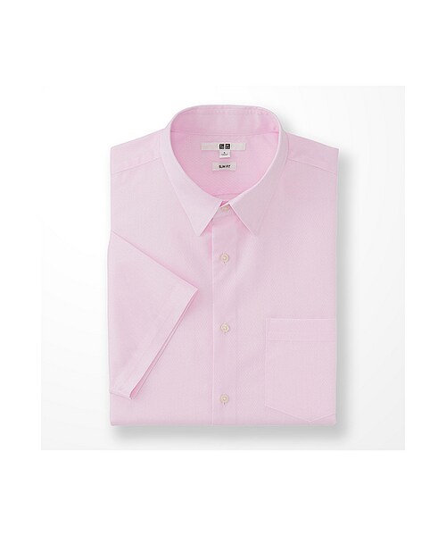 UNIQLO（ユニクロ）の「MEN ドライイージーケアスリムフィットドビーシャツ（半袖）（シャツ/ブラウス・メンズ・WHITE 00/LIGHT BLUE 60/PINK 11・L/XL/S/M）」の3枚目の写真