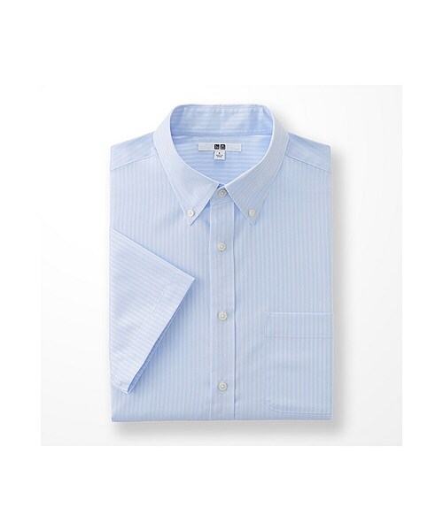 UNIQLO（ユニクロ）の「MEN ドライイージーケアドビーシャツ（半袖）（シャツ/ブラウス・メンズ・WHITE 00/LIGHT BLUE 60・M/XL/S/L）」の2枚目の写真