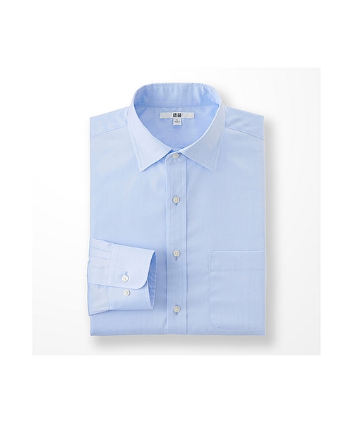 UNIQLO（ユニクロ）の「MEN ファインブロードシャツ（セミワイドカラー・長袖）＋E（シャツ/ブラウス・メンズ・LIGHT GRAY 02/BLACK 09/BLUE 63/WHITE 00・L/XL/S/M）」の4枚目の写真