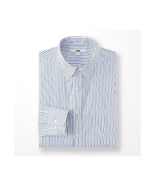 UNIQLO（ユニクロ）の「MEN ファインクロスストライプシャツ（長袖）（シャツ/ブラウス・メンズ・GRAY 07/BLUE 67・S/XL/XS/M）」の2枚目の写真