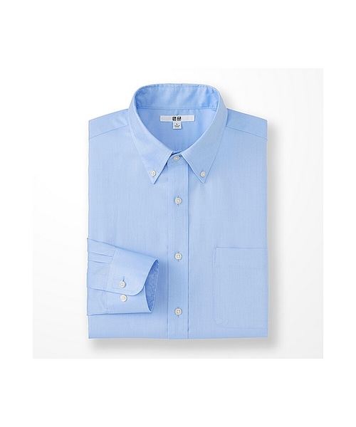 UNIQLO（ユニクロ）の「MEN ファインオックスフォードシャツ（長袖）（シャツ/ブラウス・メンズ・BLUE 65/PINK 11/BLUE 63/WHITE 00/LIGHT GRAY 02・S/XL/L/XS/M/3XL）」の4枚目の写真