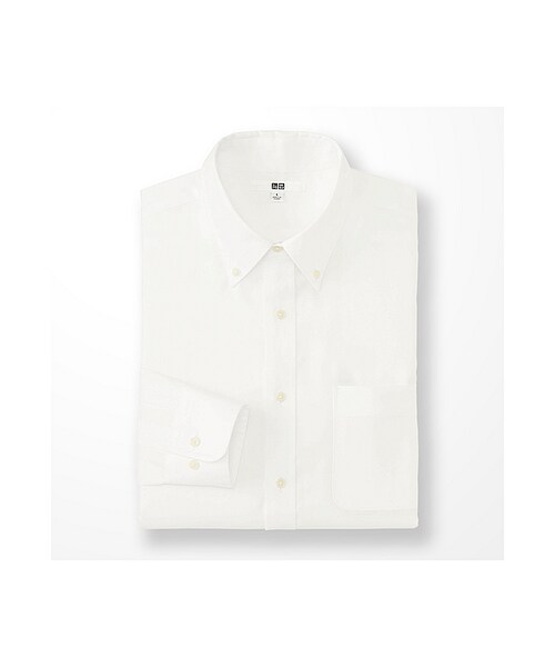 UNIQLO（ユニクロ）の「MEN ファインオックスフォードシャツ（長袖）（シャツ/ブラウス・メンズ・BLUE 65/PINK 11/BLUE 63/WHITE 00/LIGHT GRAY 02・S/XL/L/XS/M/3XL）」の2枚目の写真