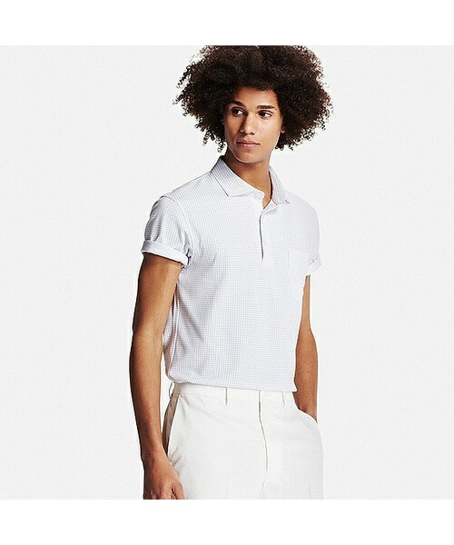 UNIQLO RF ドライ 20WB ホワイト ポロシャツとパンツセット UNIQLO（ユニクロ）の「MEN ドライシャツカラーポロシャツ