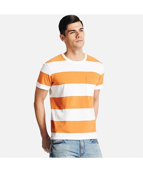 UNIQLO(ユニクロ)の「MEN ウォッシュボーダーT(半袖)(Tシャツ/カットソー・メンズ・GRAY 03/NAVY 69/BLUE 64/GREEN 53/ORANGE 25/YELLOW 44・S/M/XS/XXL/XL/L/3XL)」の6枚目の写真