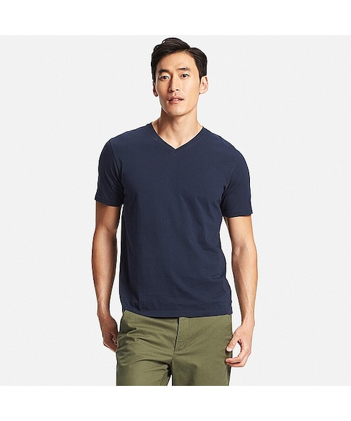 UNIQLO（ユニクロ）の「MEN スーピマコットンVネックT（半袖）（Tシャツ/カットソー・メンズ・GRAY 03/LIGHT BLUE 60/WHITE 00/BLACK 09/DARK GRAY 08/DARK GREEN 58/BLUE 63/BLUE 68/NAVY 69/RED 13・M/S/3XL/XL/L/XS/XXL/4XL）」の9枚目の写真