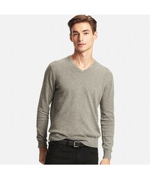 UNIQLO | MEN コットンカシミヤVネックセーター（長袖）(ニット/セーター)