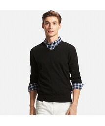 UNIQLO | MEN コットンカシミヤVネックセーター（長袖）(ニット/セーター)