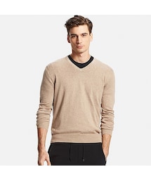 UNIQLO | MEN コットンカシミヤVネックセーター（長袖）(ニット/セーター)
